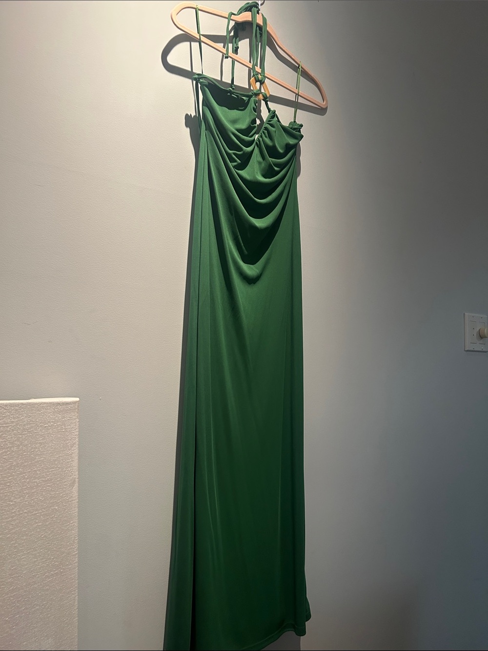 Zara Emerald Green Halter Draped Maxi Dress